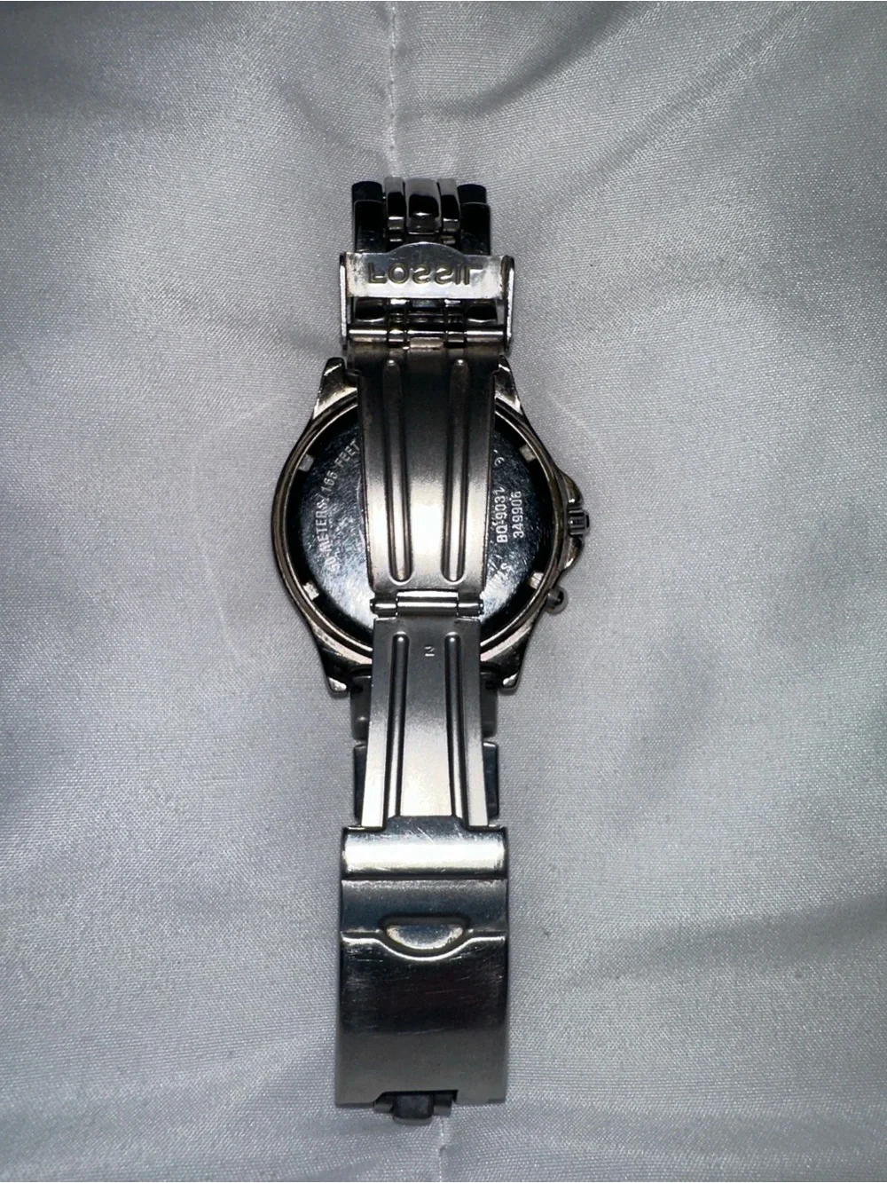 Fossil Men’s Silver Stainless Steel Chronograph Watch with Black Dial